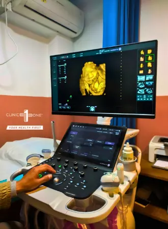 Clinic One using the Versana Premier™ Ultrasound Machine from GE Healthcare for an anomaly scan to generate a detailed 3D fetal image